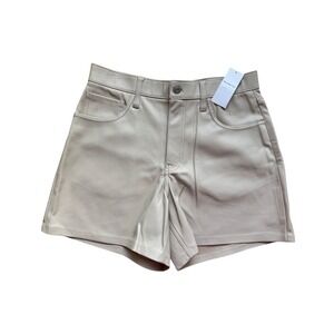 A&F High Rise Neutral Vegan Leather Shorts Light Academia Minimalist Size 8